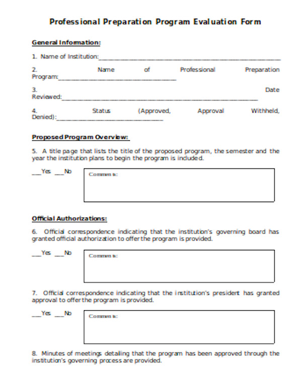 FREE 13+ Sample Program Evaluation Forms in PDF | Excel | Word