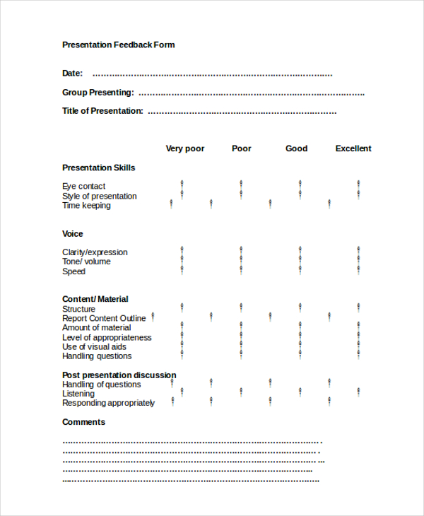 presentation feedback form