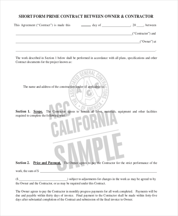 Agreement To Construct A House