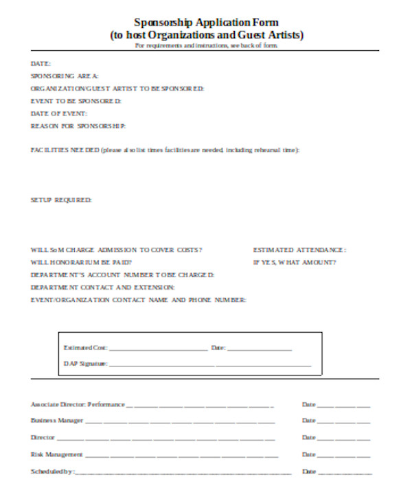 printable sponsorship application form