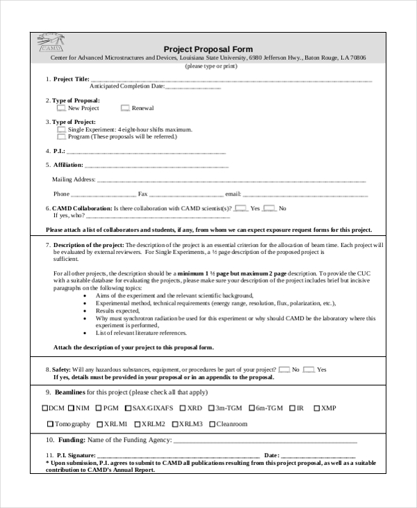 FREE 24+ Sample Proposal Forms in MS Word | PDF | Excel