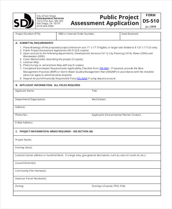 public project assessment application