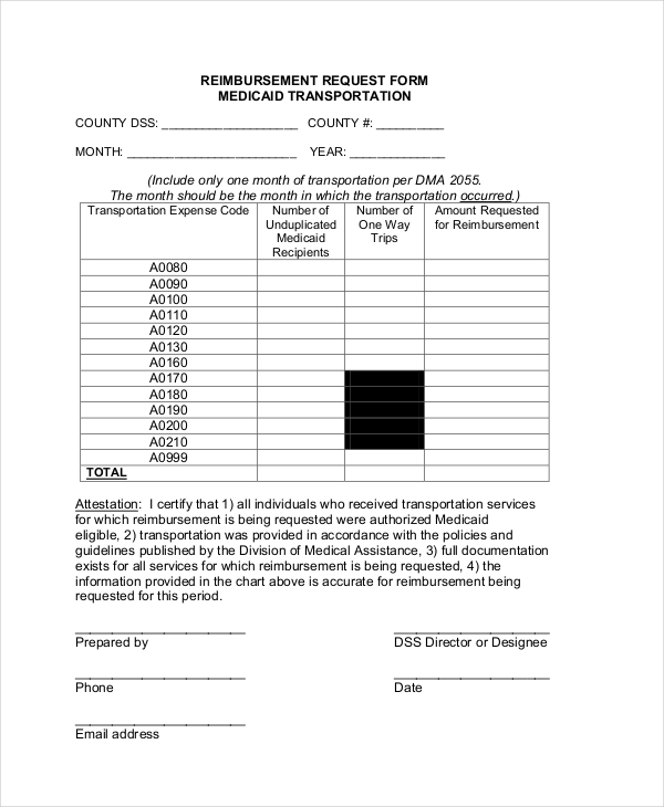 FREE 9+ Sample Medicaid Reimbursement Forms in MS Word PDF