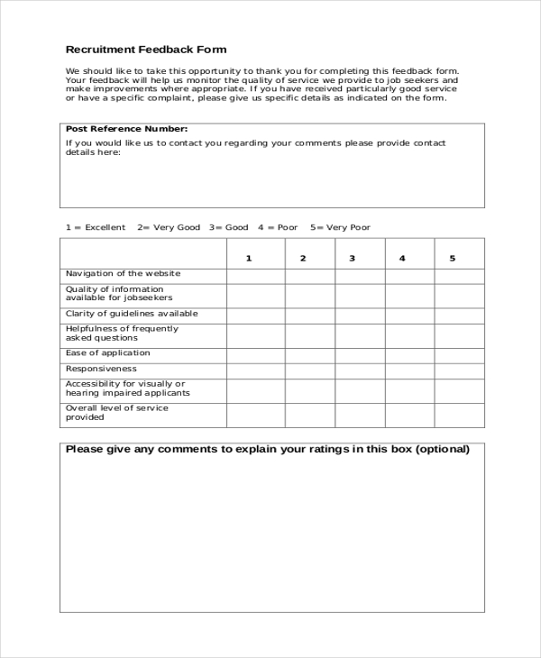 recruitment feedback form
