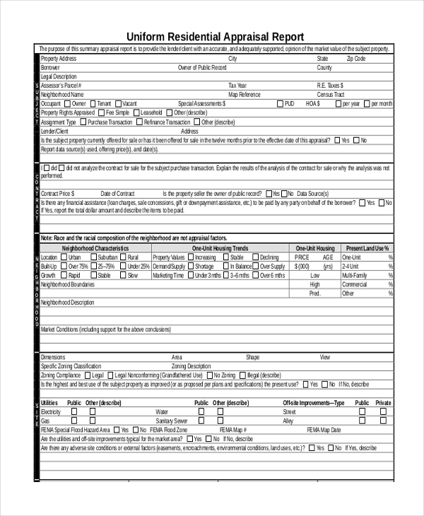 FREE 8 Sample Land Appraisal Forms In MS Word PDF