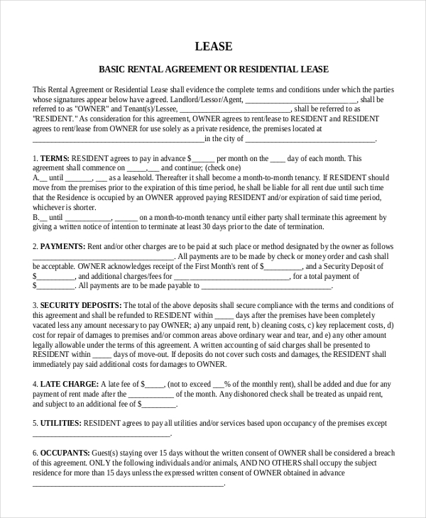 FREE 11  Sample Lease Amendment Forms in PDF MS Word