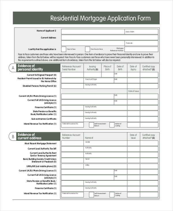 Free 10 Sample Mortgage Application Forms In Ms Word Pdf 1301