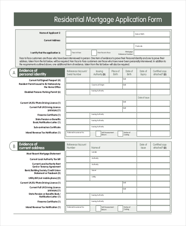 Free 10 Sample Mortgage Application Forms In Ms Word Pdf 9972
