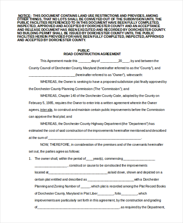 FREE 10+ Sample Construction Agreement Forms in PDF | MS Word