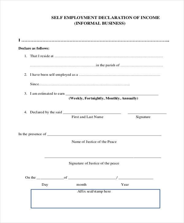 FREE 11+ Sample SelfEmployment Forms in PDF Word Excel