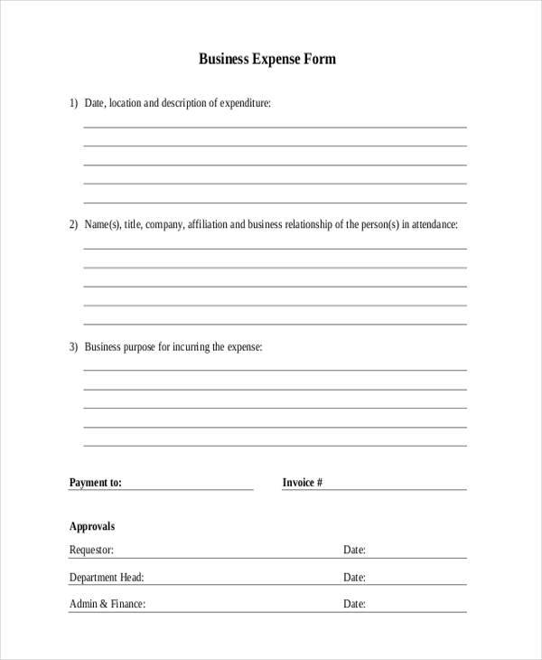 sample business expence report form