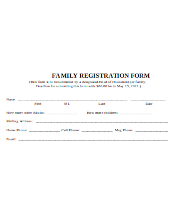 sample family reunion registration form