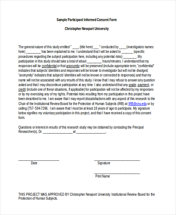 FREE 12+ Sample Informed Consent Forms in MS Word PDF Excel