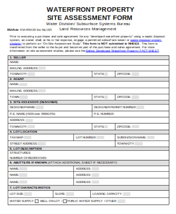 sample property assessment form