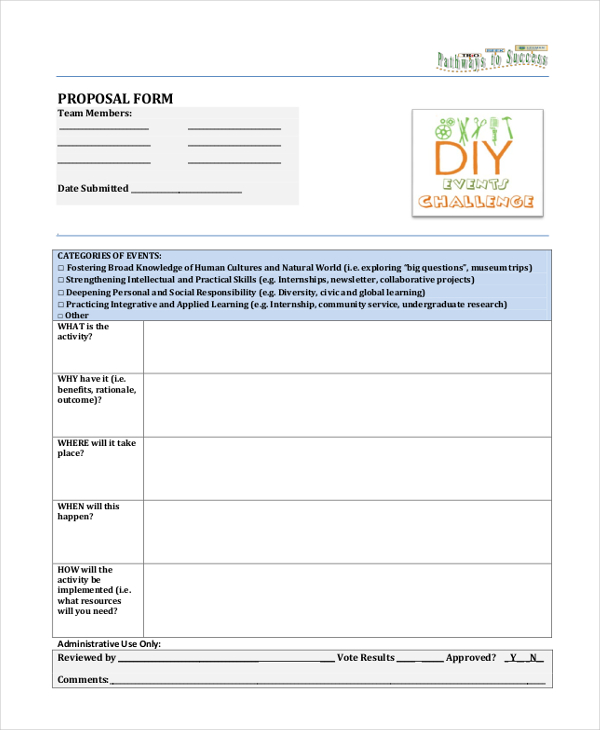 Free Fillable Proposal Forms Printable Forms Free Online