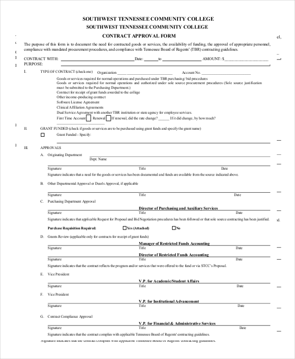 service contract approval form