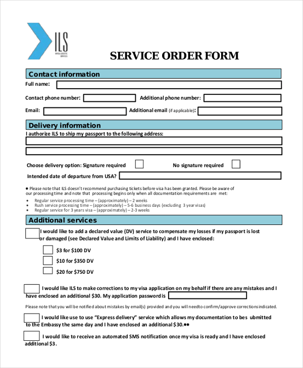 service order form