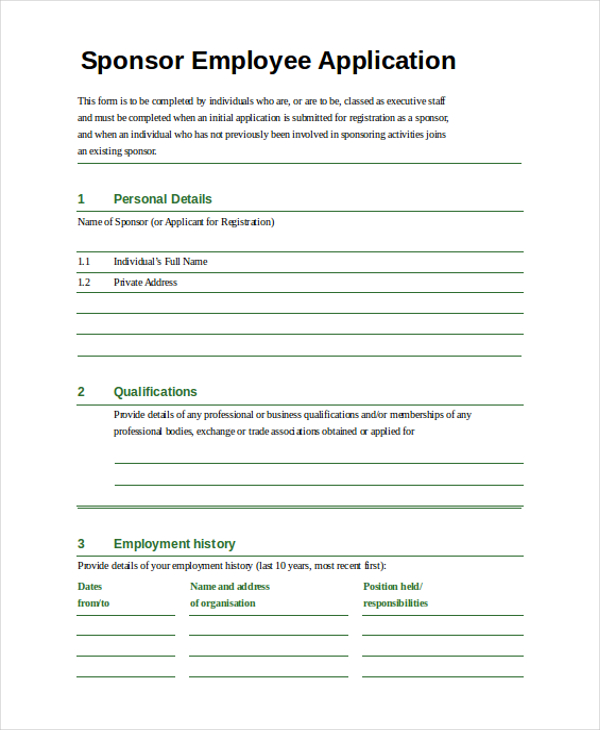 sponsor employee application 