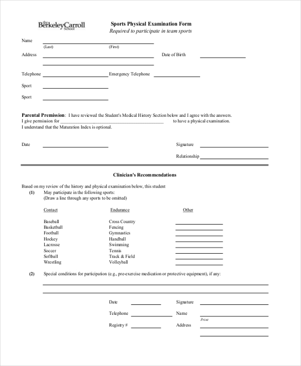 FREE 16+ Physical Examination Form Samples, PDF, MS Word, Google Docs
