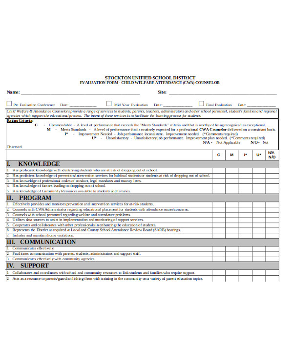 standard conference evaluation form