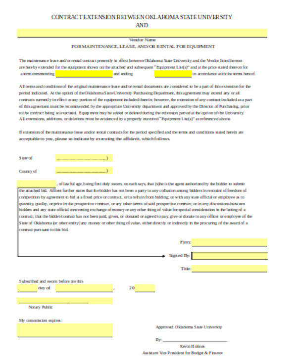 standard lease extension form