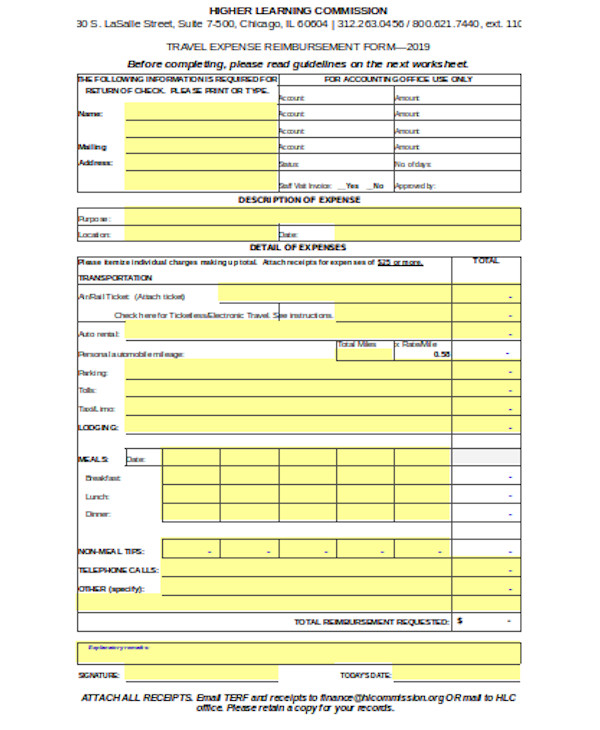 FREE 10+ Sample Travel Expense Forms in PDF MS Word Excel