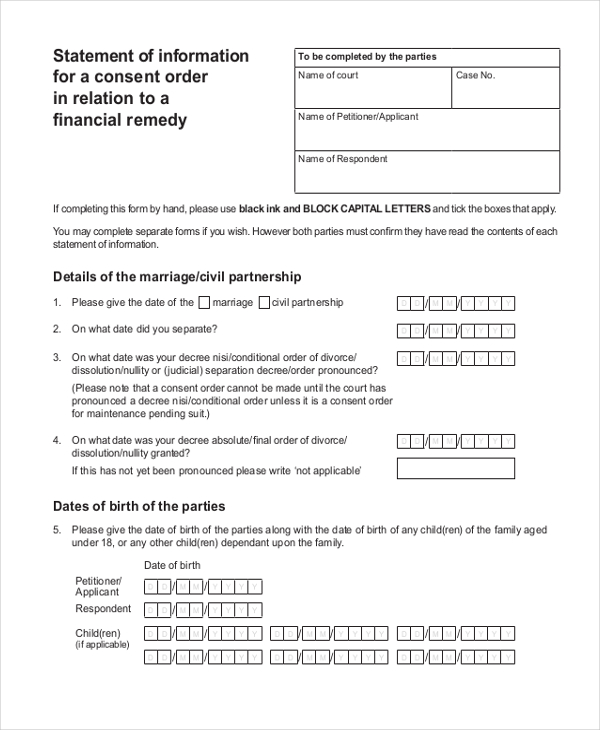 FREE 10+ Sample Statement of Information Forms in PDF Word