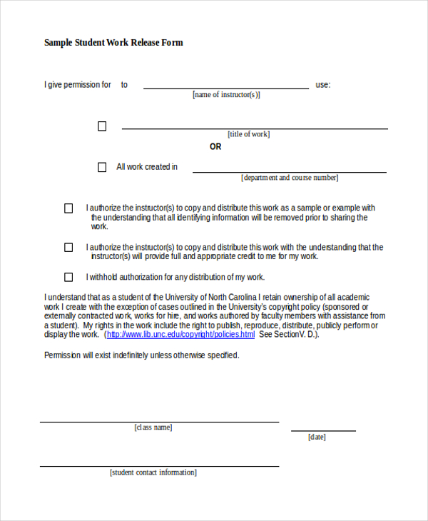 Free 10 Sample Work Release Forms In Pdf Ms Word 9652