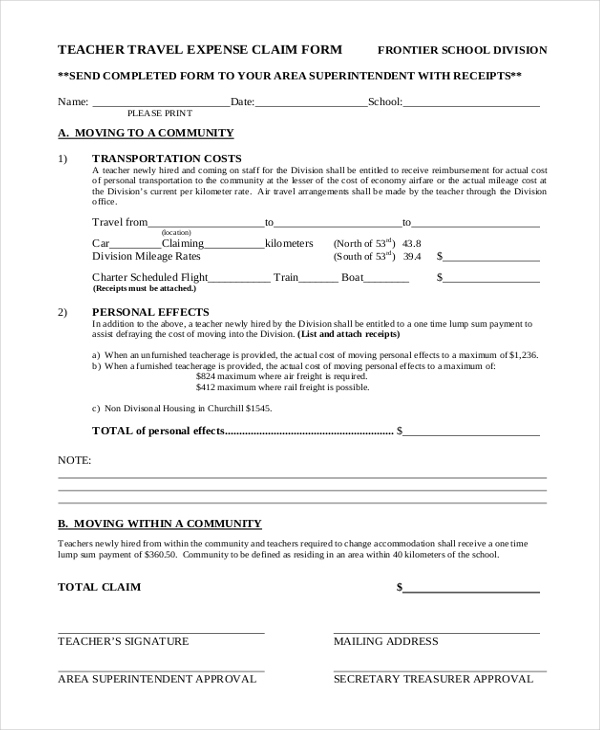 FREE 11+ Sample Travel Expense Claim Forms in MS Word PDF MS Excel
