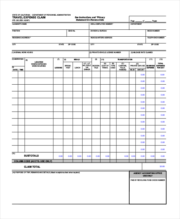 Sample Travel Expense Claim Form  11+ Free Documents in Word, PDF, Excel