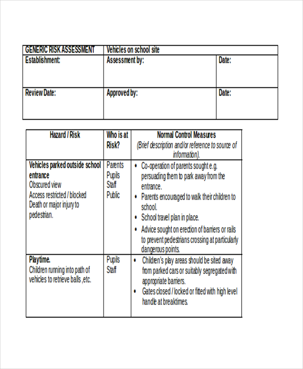 vehicle risk assessment form