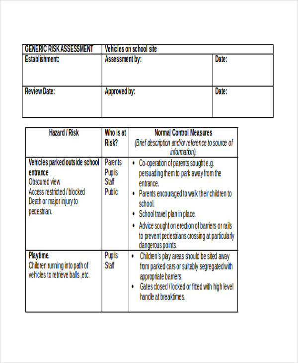 FREE 19+ Sample Risk Assessment Forms in MS Word PDF Excel