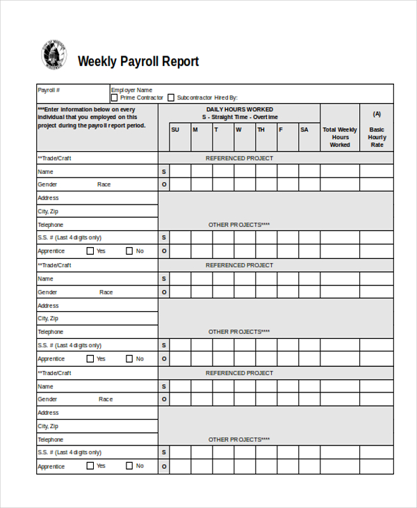 weekly payroll form