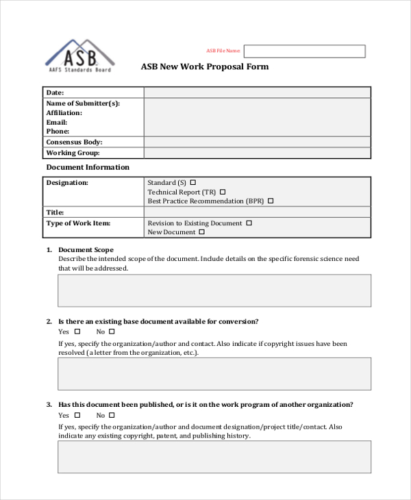 Free Fillable Proposal Forms Printable Forms Free Online 