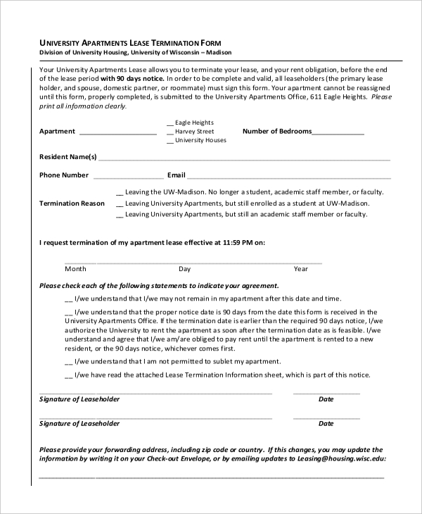 FREE 8+ Sample Lease Termination Forms in PDF MS Word