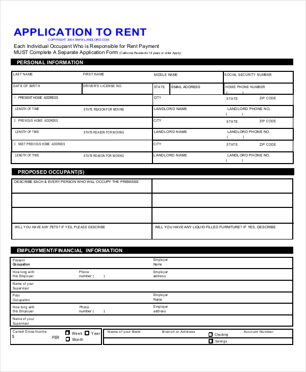 FREE 9+ Sample Rental Application Forms in PDF MS Word Excel