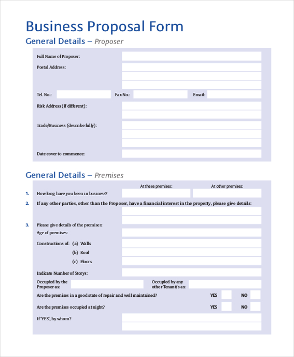combined business proposal form