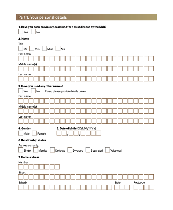 medicial examination application form