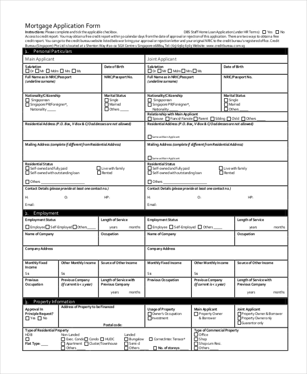 FREE 10+ Sample Mortgage Application Forms in MS Word | PDF