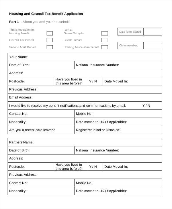 FREE 11+ Sample Housing Benefit Forms in PDF MS Word