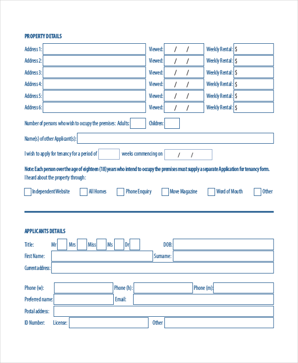 FREE 9+ Sample Rental Application Forms in PDF MS Word Excel