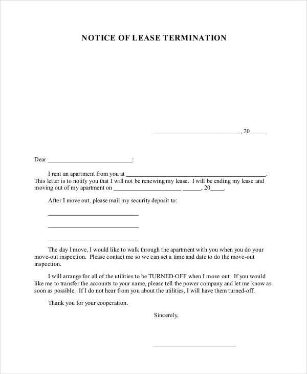 residential lease termination form