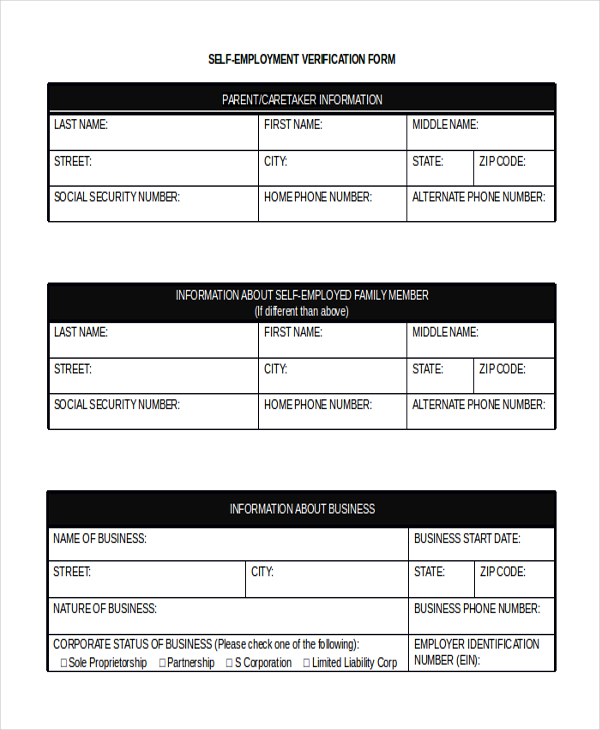 Free 11 Sample Self Employment Forms In Pdf Ms Word 1748