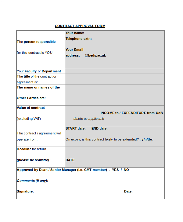 university of luton contract approval form