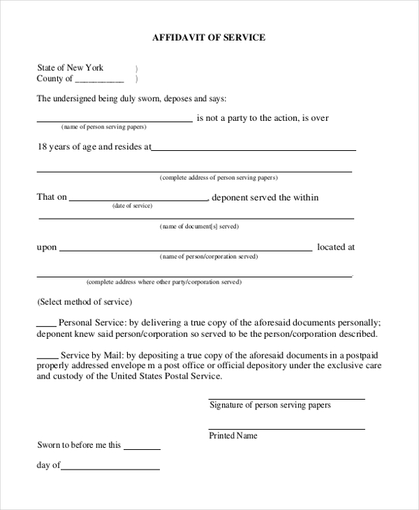 Sample Generic Affidavit Form