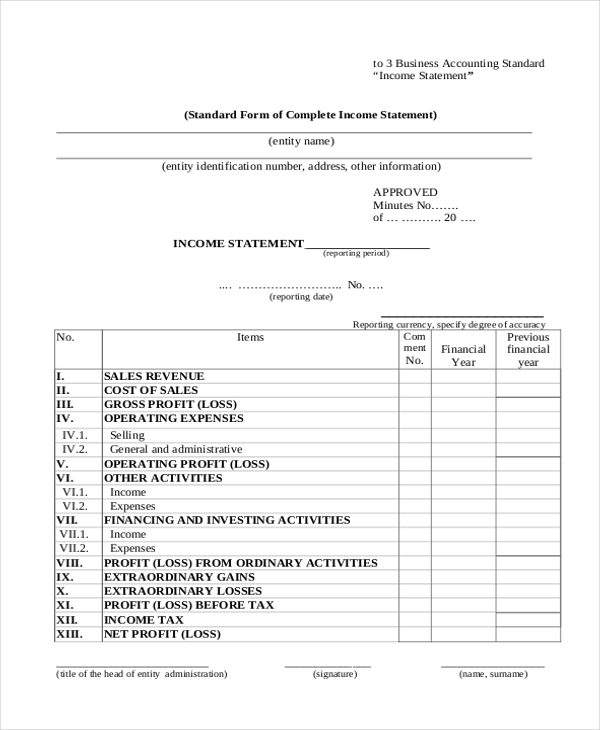 Free 15 Sample Income Statement Forms In Pdf Ms Word Excel