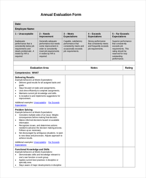 annual evaluation form