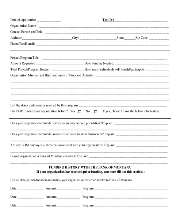 bank donation request form