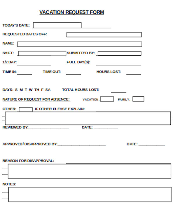 basic vacation request form