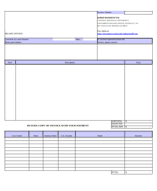 billing invoice form sample